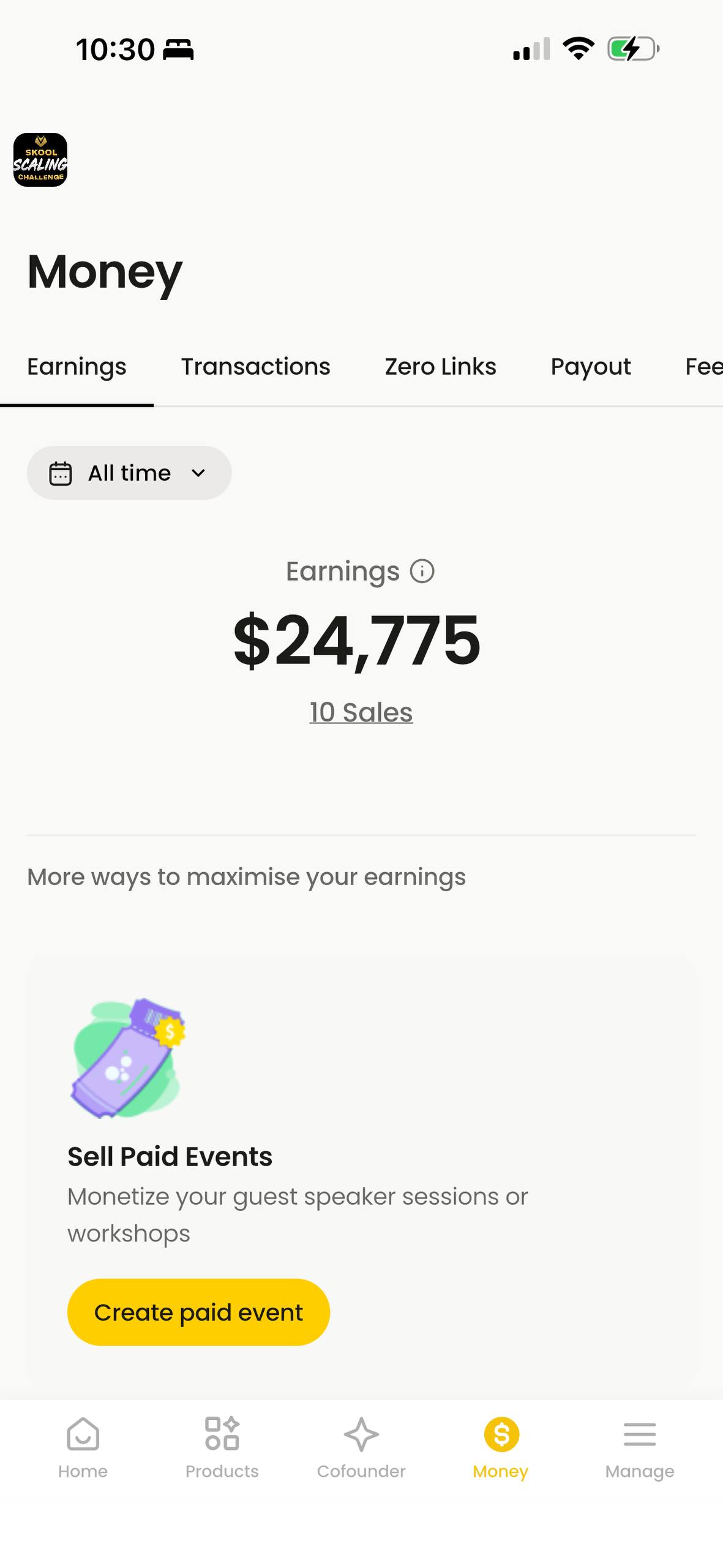$24,775 earnings — 10 sales